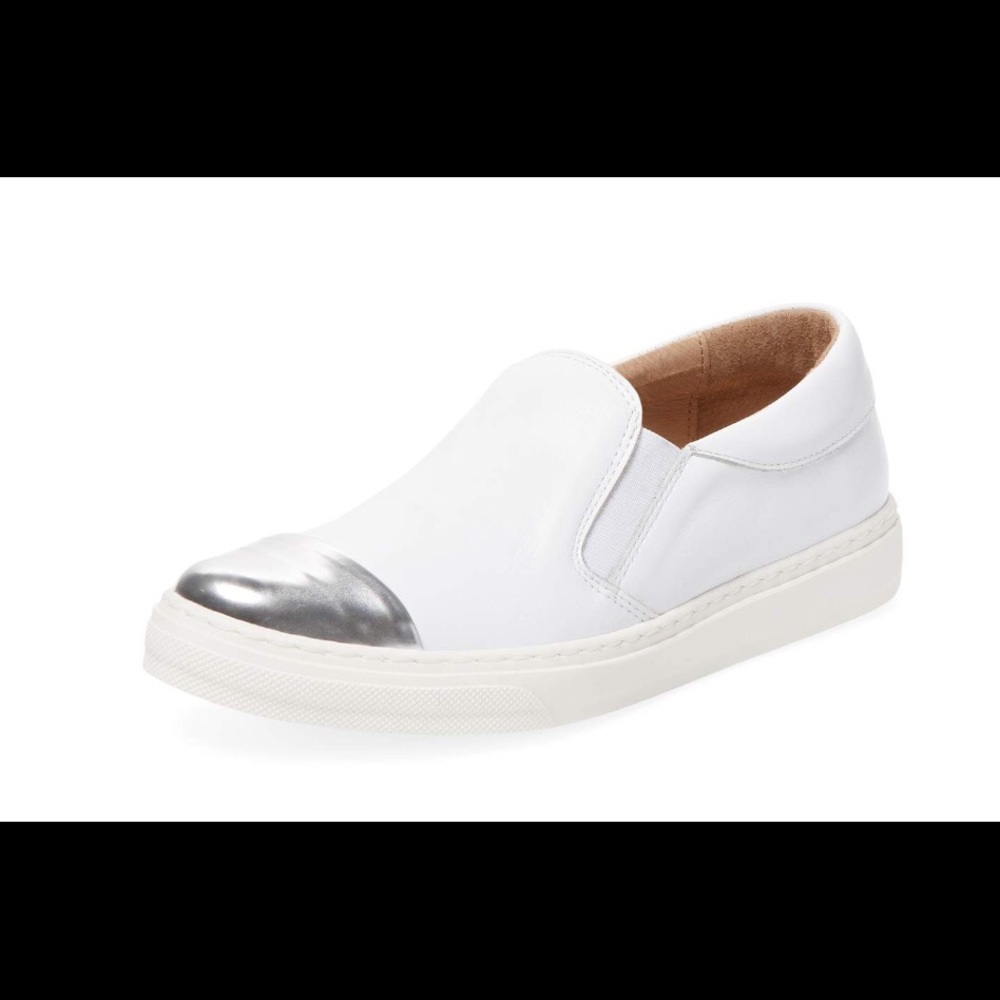 RENVY metallic cap toe slip on sneaker